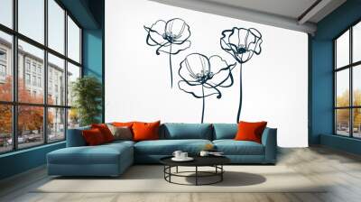 flower line one art isolated vector illustration Wall mural