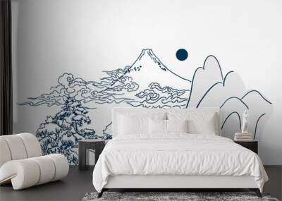 japanese vector landscape background chinese card mountain Wall mural