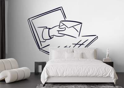 line doodle vector sketch design mail laptop hand Wall mural