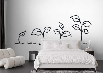 plant growing line art doodle vector symbol sign concept Wall mural