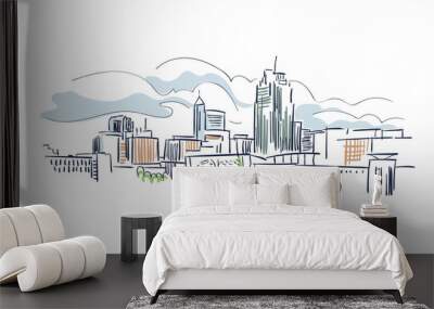 Raleigh North Karolina usa America vector sketch city illustration line art Wall mural