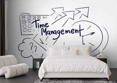 time management abstract vector concept doodle line sketch illustration clip art Wall mural