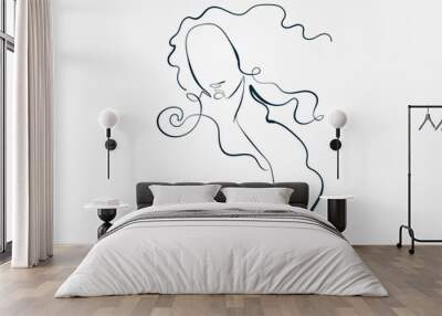 Venus famous painting line one art isolated vector illustration Wall mural