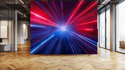 abstract cosmic background with colorful red and blue laser lights Wall mural