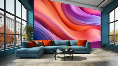 abstract gradient waves of pink purple orange and blue contemporary digital art for modern design and backgrounds Wall mural