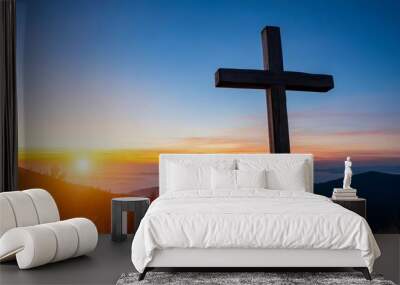 calvary sunset background for good friday he is risen Wall mural