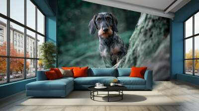 dachshund in the park Wall mural