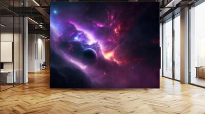 Multicolored constellation, purple galaxy Wall mural