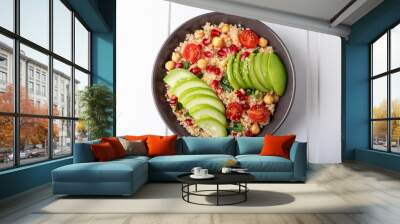 quinoa chickpea salad with tomato cucumber pomegranate and avocado Wall mural