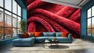 red fur background close up view banner Wall mural