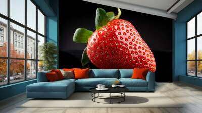 strawberry with black background Wall mural