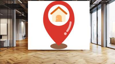 House location pin mark icon. Real estate, property, construction, residential, navigation concepts. Flat vector design isolated illustration. Wall mural