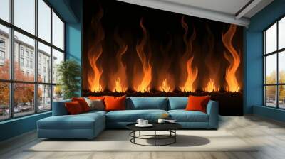 A row of flames Wall mural