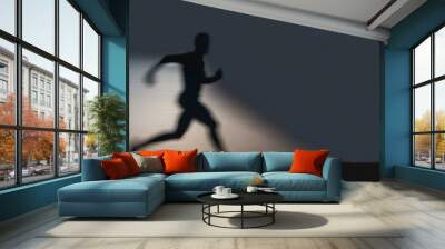 silhouette of a person running motion blur Wall mural