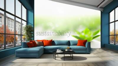 Sustainability on green background Wall mural