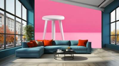 white stool in a pink room Wall mural