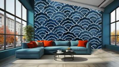 background of japanese style wave pattern teture Wall mural