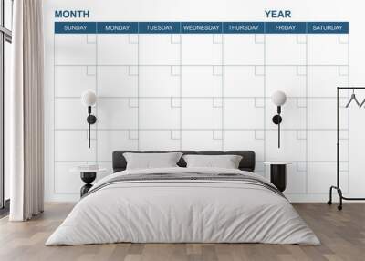 Blank Calendar Template with Blank Copy Space For Date ,Month and Space For Your Note Wall mural