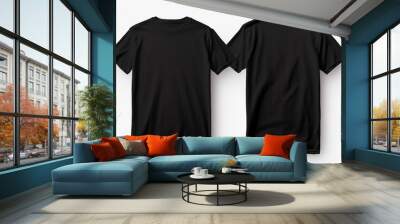 Front and Back View of Black T-Shirt For Design Mock Up Created with Generative AI Technology Wall mural