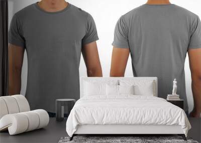 Grayblank copy space  t-shirt on a man body template on white background Wall mural