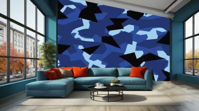 vector background of blue geometric camo Wall mural