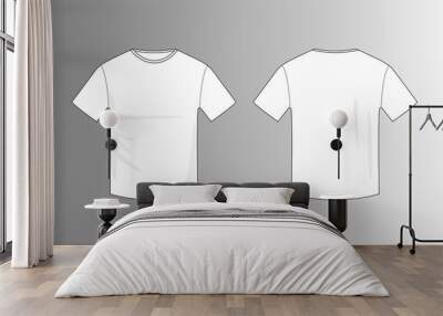 vector of  blank white men t-shirt template for mock up Wall mural