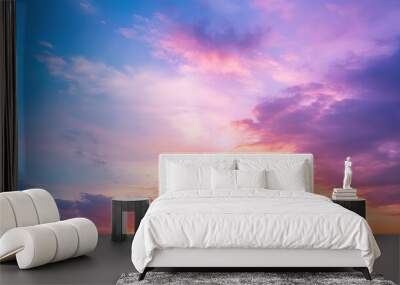 A beautiful sky with a pink and orange sunset Wall mural