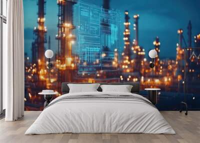 Oil and gas technology innovations such as digital monitoring systems in energy production Wall mural