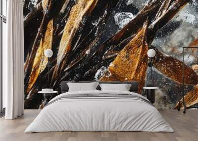 Ultra-close view of dried seaweed, intricate patterns, minute salt crystals Wall mural