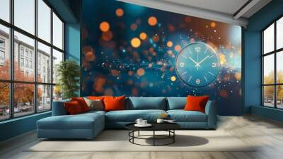 A computer screen with a clock on it by AI generated image Wall mural