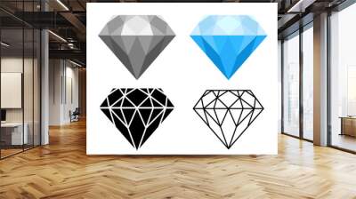 diamond vector set, blue, gray, icon and outline style on white background Wall mural