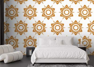 Thai pattern floral seamless on white background Wall mural