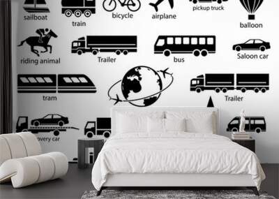 transportation icon set Wall mural