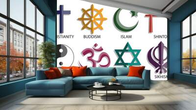 world religion symbol icon set Wall mural