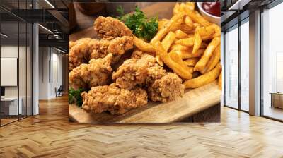 crispy fried chicken tenders and french fries Wall mural