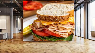 Turkey Sandwich on Whole Grain Bread Wall mural