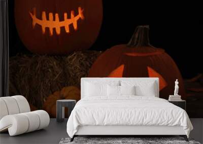 Two Smiling Jack-O-Lanterns Wall mural