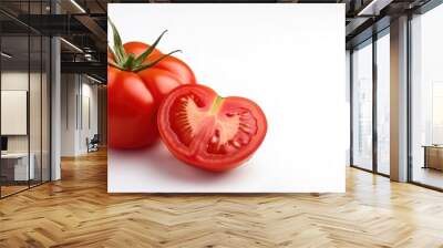 Vine ripe beefsteak beef steak red tomato - the edible berry of the plant - Solanum lycopersicum - ready to be cut, cooked and eaten or used as an ingredient in cooking. isolated on white background Wall mural