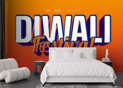 3d editable diwali text effect graphic style template Wall mural