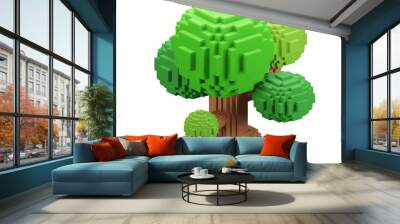 3D Illustration of voxel art style of tree Wall mural