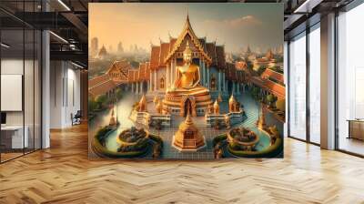 Wat Traimit Wittayaram Generative ai Wall mural