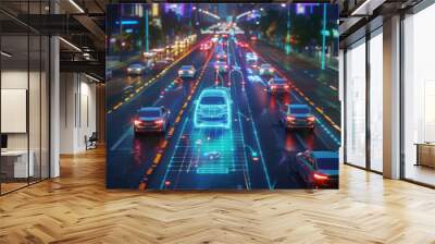 AI-powered dynamic traffic management Wall mural