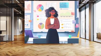 Businesswoman directing a brainstorming session in a tech startup Wall mural