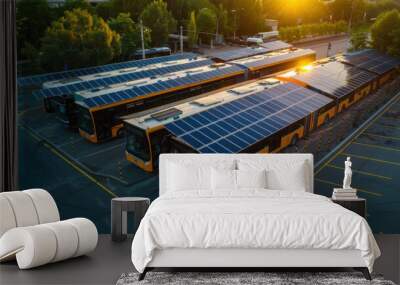 Electric buses with solar panels Wall mural