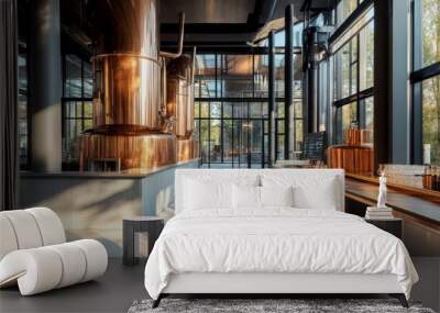 Modern brewery with a blend of traditional copper vats and cutting-edge technology Wall mural