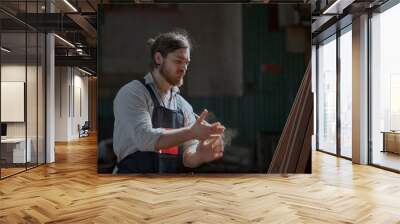 The carpenter working at workshop Wall mural