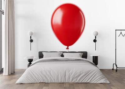 A red balloon is floating in the air, white background, transparent background Wall mural