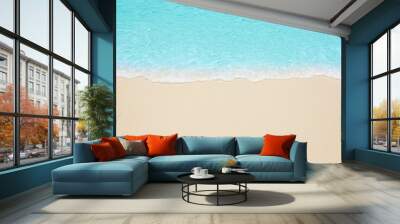 Soft waves of blue sea on the Maldives beach for the background. Wall mural