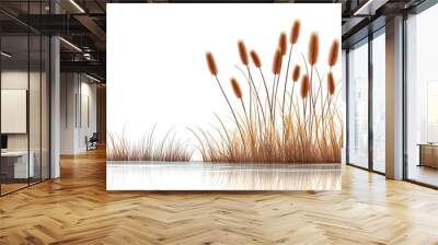 Watercolor illustration of elegant grass on white isolated background Wall mural