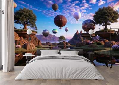 Dynamic 2D 3D Fusion Graphics Wall mural